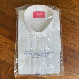 Charles Tyrwhitt White Pintuck Detail Shirt size 14